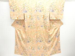 花車に鳥模様付け下げ小紋着物